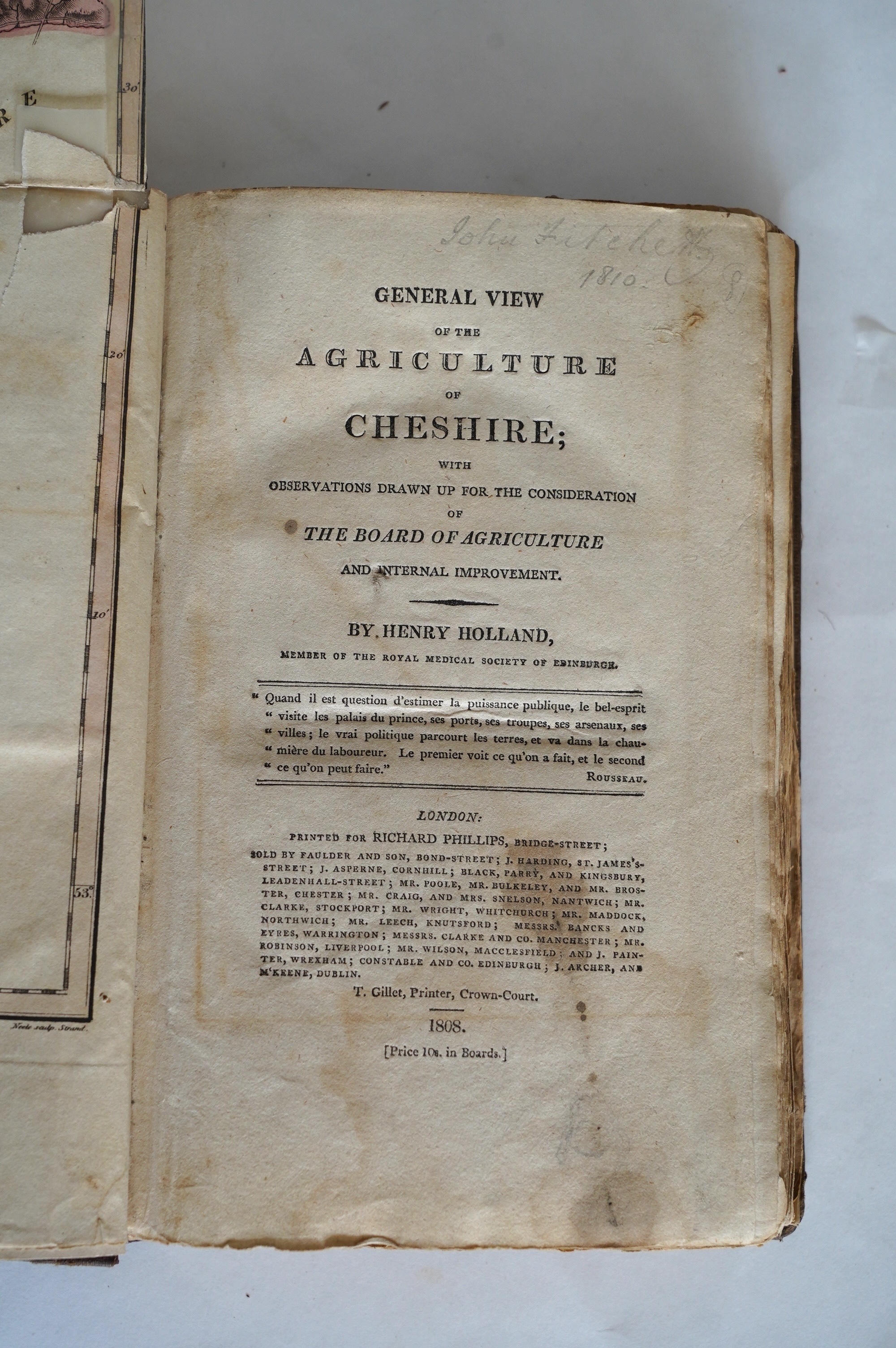Marshall, William - The Rural Economy of Yorkshire ... 2 vols. 2 folded maps; contemp. tree calf. 1788; Holland, Henry - General View of the Agriculture of Cheshire ... a coloured folded map and 7 other plates (2 folded